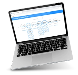 Online Scheduling displayed on a laptop computer